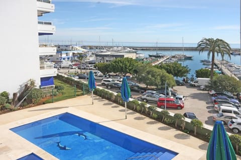 View of the pool from the second bedroom balcony