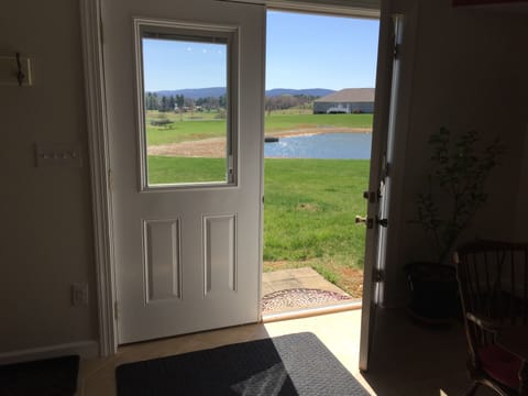 Great mountain views, with relaxing pond. 