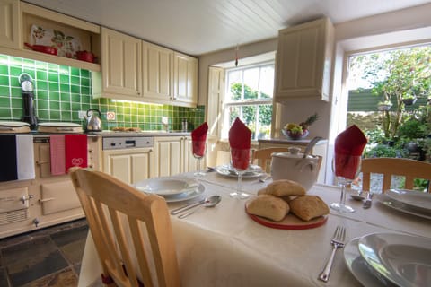The sunny kitchen looking out onto the garden