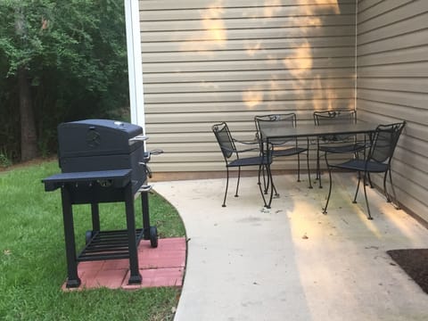 Charcoal grill on patio