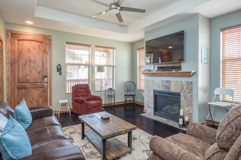 Recliners (two) and leather seating for comfort. YouTube TV