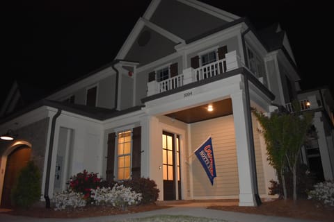 Front of townhome at night.  Very safe neighborhood in the Country Club Area.