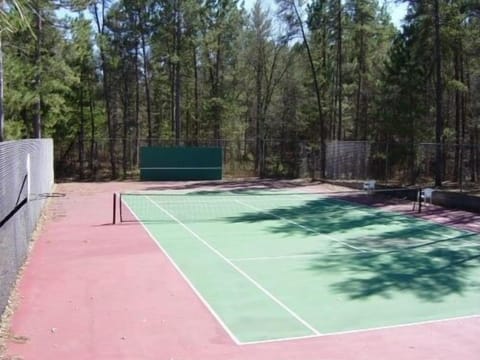Private Tennis Court with basketball hoops