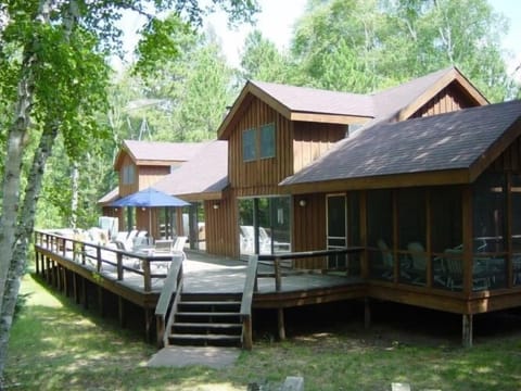 Lakeside view - Wisconsin Lake Home Rental - with Private Tennis Court, Hot tub