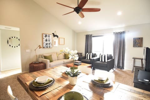 modern living room with sleeper sofa