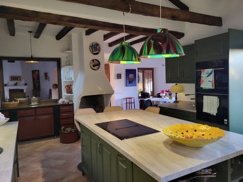 New kitchen with view to dining room on left and breakfast room on right.