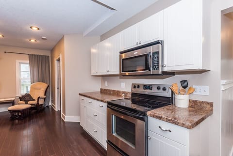 Updated kitchen with new appliances. 