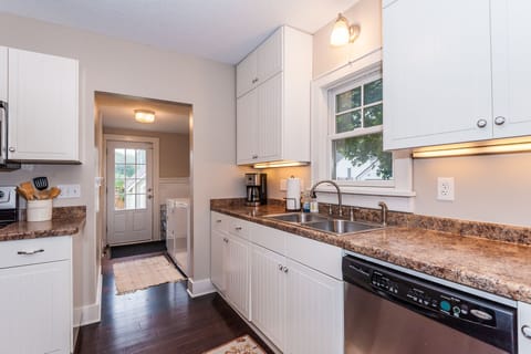 All the necessities: Coffee maker, dishwasher, stove, refrigerator, oven & micro