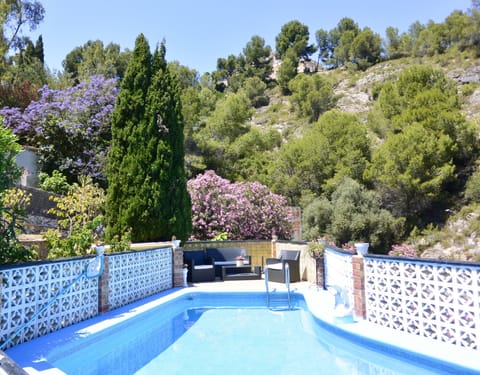Poolside seating area