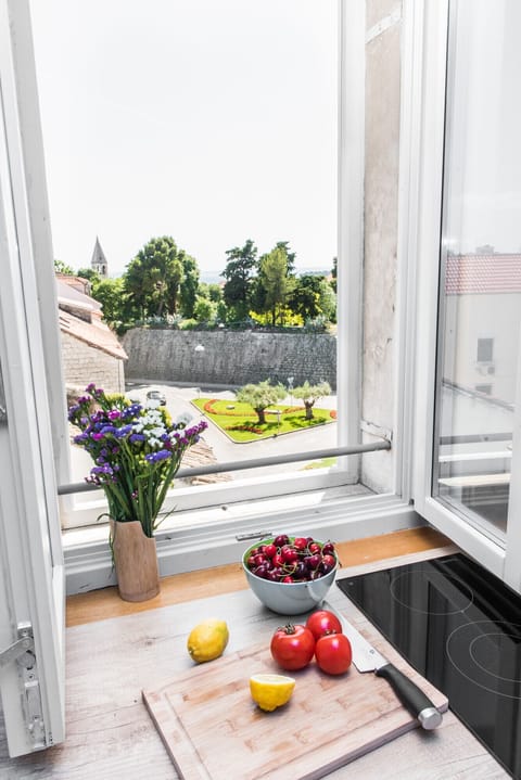 view from apartament 7, smaller kitchen