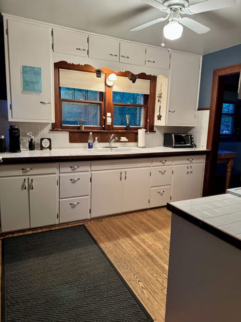 Fully stocked kitchen for indoor and outdoor cooking. 