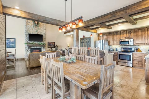 Open kitchen and dining area