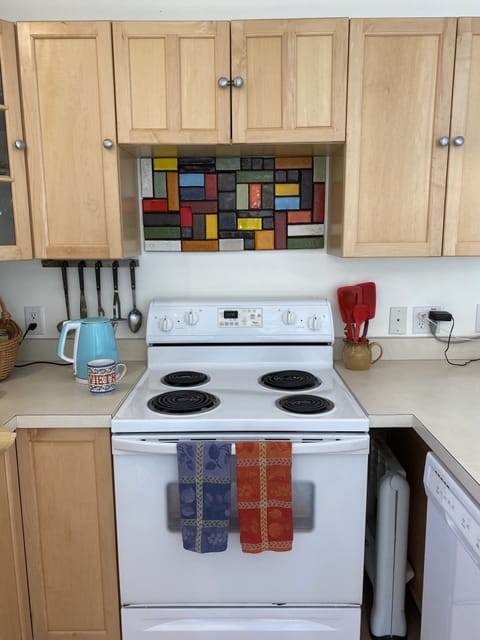 The owner's mosaic artwork decorates the chalet