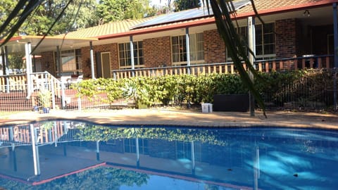 Saltwater pool with large garden