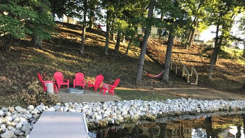 102 ft of private Lake Shafer lake front. Swim off of dock- no wake zone.