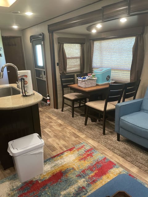 Lots of space for cooking and dining. 