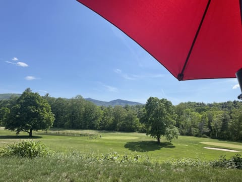 View of golf course, Attitash and Moat mountains from back patio