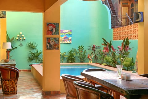 Patio with dining table & dipping pool