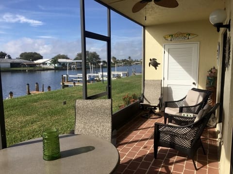 Comfortable lanai on the water