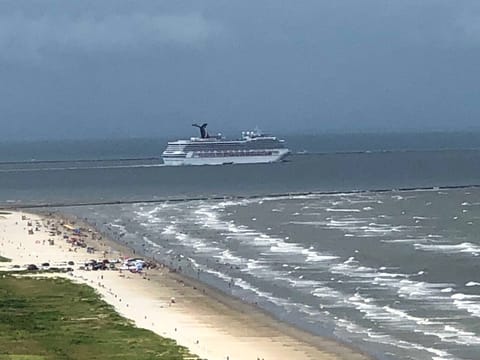 Typical view is 40-50 ships waiting to enter/exit the harbor. 