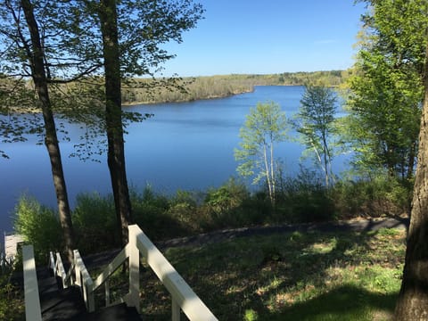Stairs and paved path to the lake