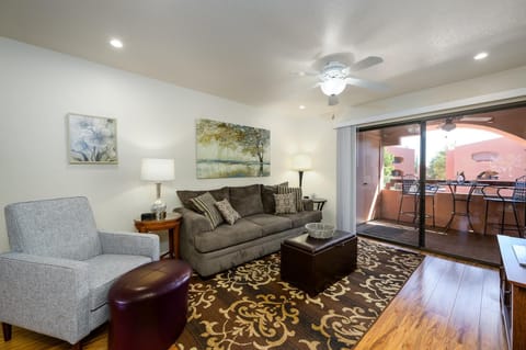Comfortable living room with sofa bed couch.