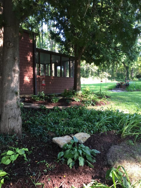 The side and back porch