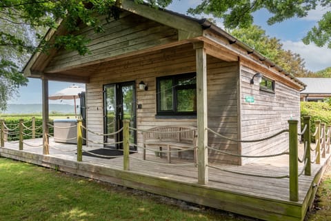 Clover Croft lodge with decking and private hot tub