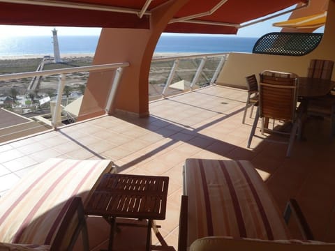 Views of the sea and the beach from the terrace 