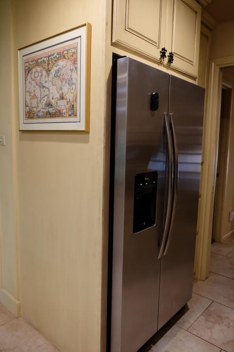 Refrigerator in galley kitchen