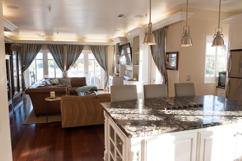 Left side of penthouses: kitchen and living room