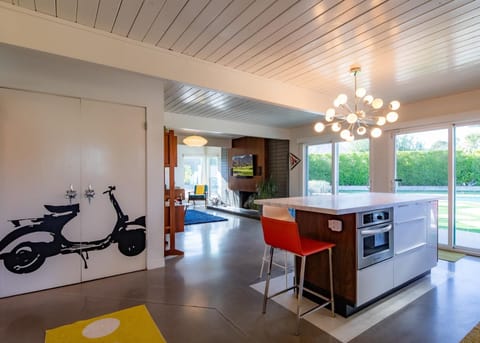 Open concept floor plan overlooking the backyard and pool