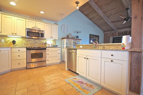 Kitchen open to the living area and amazing views