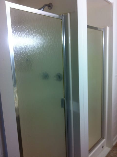 Two showers in the extra large main bathroom.