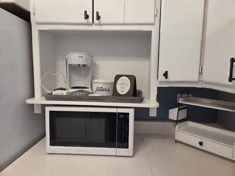 Early morning at the coffee bar in the kitchen.
