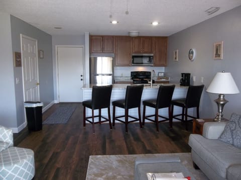 View of kitchen from living room