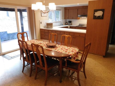 Dining room with seating for six.  Leaves expand for more room.