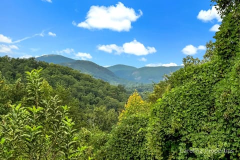 This home is surrounded with mountain views