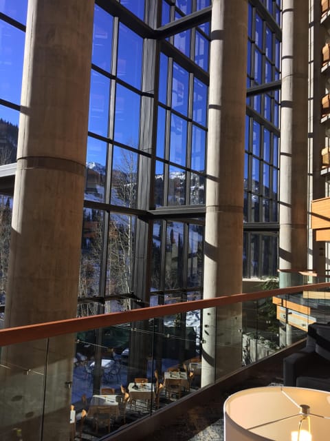 Soaring windows throughout to capture the sun and mountain views.