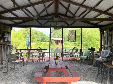 Rain or shine relax and dine while fishing at the barn