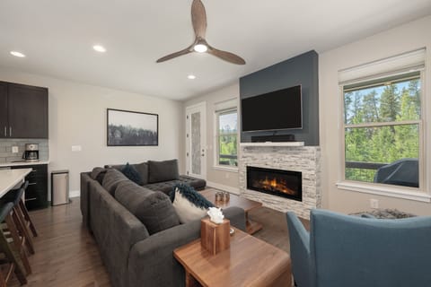 Spacious, modern living area with beautiful views. 