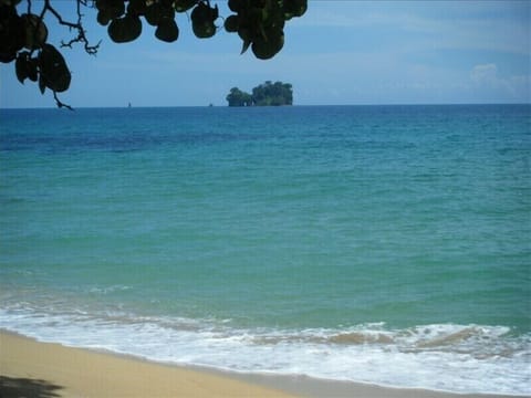 private beach and view to bird island