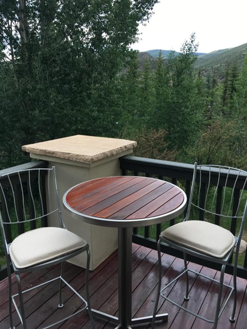 Cocktail table for sunset views on front deck