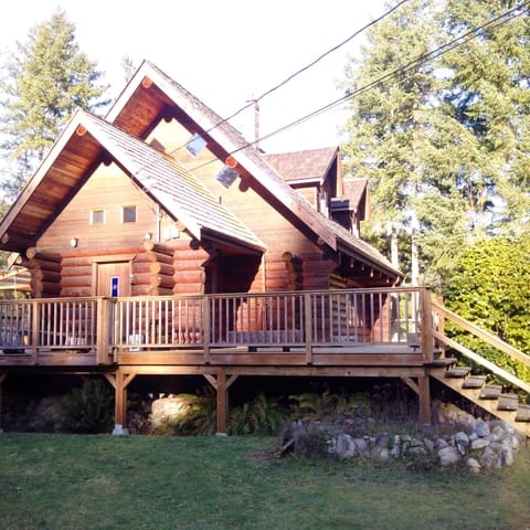 Gorgeous log cabin surrounded by forest