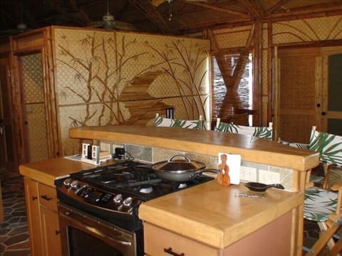 Kitchen Island with top of the line gas stove and ocean views!