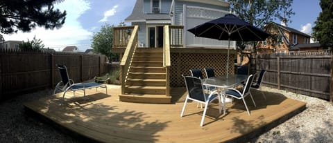 New deck and stairs since the house was raised.