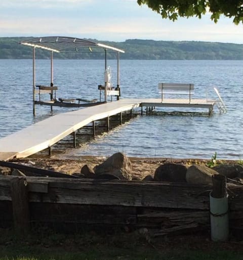 Dock for your use, hoist no longer available.  Sandy bottom.