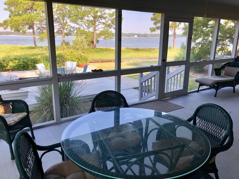 Screened-in porch with excellent beach views