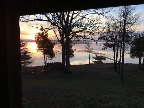 Nighttime gives way to a sunrise on the back porch.