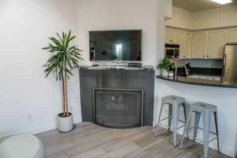 Open concept living room/kitchen.